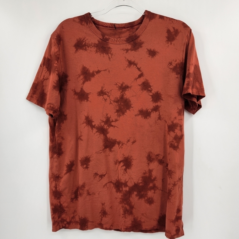 Lululemon Fundamental T-shirt Mens Size Medium Marble Dye Autumn Red Stretch